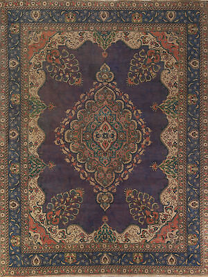 #ad Purple Wool Medallion Tebriz Vintage Rug 9x12 Traditional Handmade Room Size Rug $1065.00