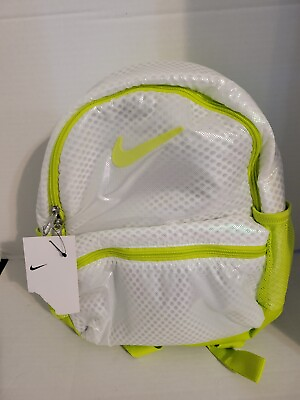 #ad NEW NWTS Nike Mini Backpack Shiny White Atomic Green SWOOSH $29.99