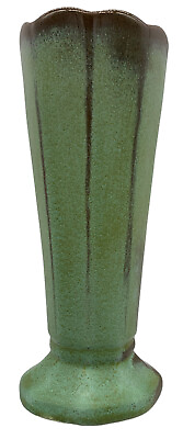 #ad Frankoma Art Nouveau Prairie Green #38 Bud Vase Organic Pottery Design MCM EUC $245.00