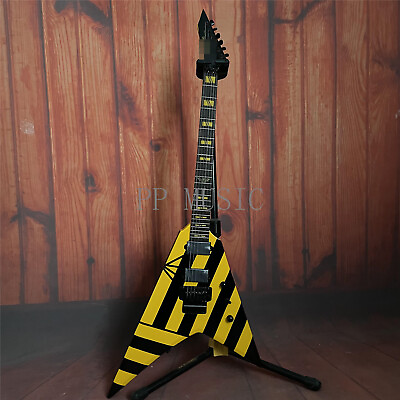 #ad Black Yellow Shape Electric Guitar Mahogany Body Solid Body HH Pickup in Stock $308.76