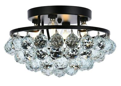 #ad Crystal Balls Black Frame Flush Mount 4 Light Bedroom Dining Room Lighting 14 in $254.00