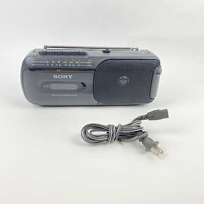 #ad Vintage Retro Sony CFM 155 Portable Black Radio Cassette Tested $39.88