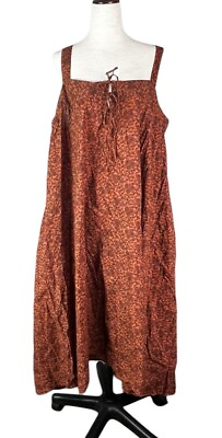 #ad NWT Natural Life Sz L XL “Tie Neck Midi” Orange Floral Pockets Boho Sun Dress $39.97