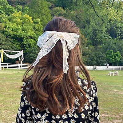 #ad Lace Flower Bow Ribbon Hair Clip Hair Ornament Headband Black White Hair Accesso $12.47