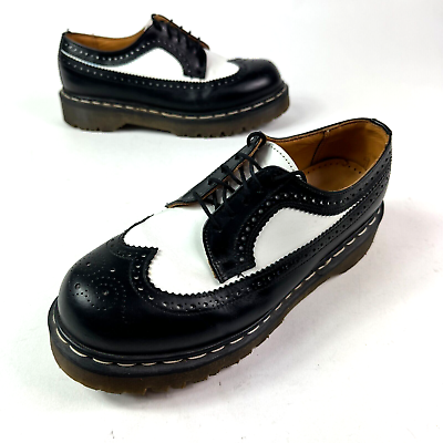 #ad Dr Doc Martens Women Bex Brogue Wingtip Shoes 3989 34 Black White Leather Size 8 $88.87