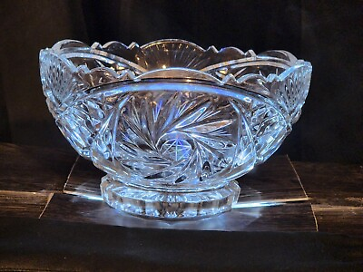 #ad Crystal Bowl 8quot; Collar Base Deep Cut amp; Etched Diamond amp; Stars $20.00