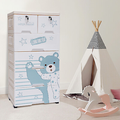 #ad 5 Layers Polar Bear Closet 6Drawers Tall Dresser Organizer Dolls Storage Cabinet $94.34