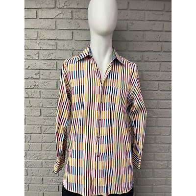 #ad Riscatto Multicolored Striped Long Sleeve Woven Shirt Size XL $45.00