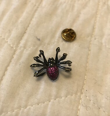 #ad Ruby Studded 925K Silver Spider Brooch Pin Unique Jewelry $15.99