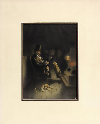 #ad BR CAMPBELL Antique XRare 1908 A1 Gravure LINCOLN FIDO amp; TWO MEN BY PIPE STOVE $249.99