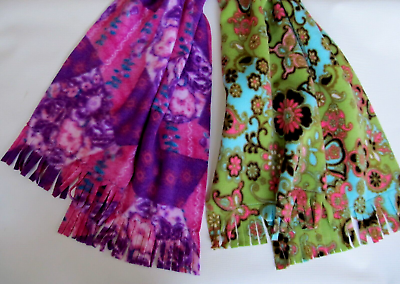 #ad TWO FLEECE SCARFS IN GREAT PRINTS AND COLORS NEW $14.00