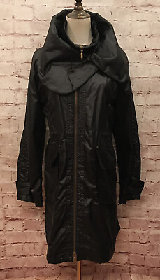 #ad BCBGeneration Black Anorak Parka Jacket Zip Out Liner Cinched Waist Size S $30.80