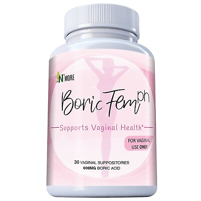 #ad BORICFEM 600MG VAGINAL SUPPOSITORIES YEAST INFECTION BV MADE IN USA 30 CT $9.97