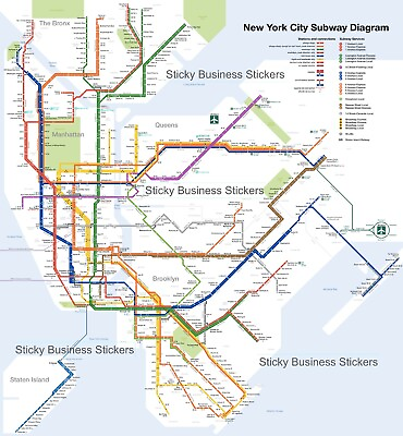 #ad New York Subway Map Sticker MTA Rail Map 4 inch Vinyl Sticker $3.99