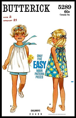 #ad BUTTERICK # 5289 Girls Dress Frock amp; Shorts Toddler Fabric Sewing Pattern PICK $5.49