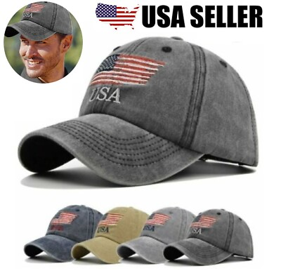 #ad Patriotic USA American Flag Embroidered Relaxed Polo Baseball Dad Caps Hats USA $8.72