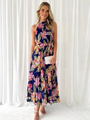 #ad Women#x27;s Midi Dress Bohemian Floral Print High Neck Loose Fit Dress Mother#x27;s Day $33.82