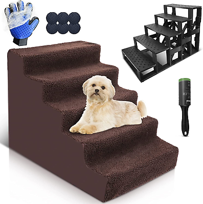 #ad Pet Steps for High BedExtended 5 Tiers Dog Stairs with Removable and Washable C $56.99