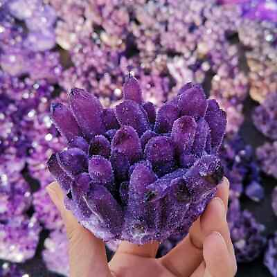 #ad 310g New Find Dark Purple Phantom Cluster Crystal Geode Specimen Ornament Decor $66.00