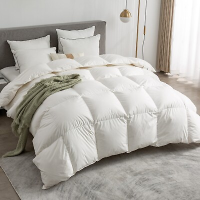 #ad APSMILE Goose Feather Down Comforter 750FP 100% Soft Organic Cotton Duvet Insert $149.00