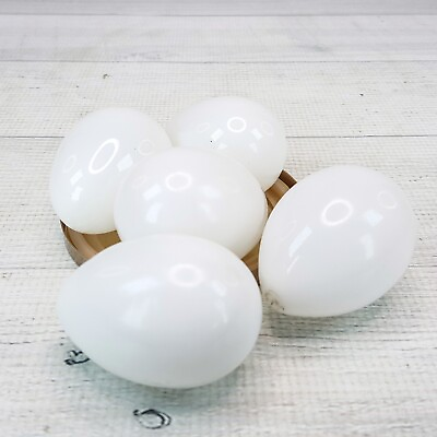 #ad Antique Hand Blown Set 5 White Milk Glass 2.5quot; Brooding Nesting Eggs w Pontils $89.99