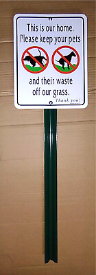 #ad ALL METAL LAWN SIGN NO POOP PEE DOG PETS OFF GRASS 7x9quot; ON A 2 FT POST STAKE NEW $26.99