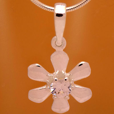 #ad Charming Solid 925 Sterling Silver Awesome Marvelous Flower White CZ Pendant $13.86