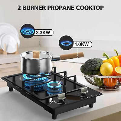 #ad Gas Stove 2 Burner Propane Cooktop Portable Gas Cooktop Stainless Steel NG LPG $125.90