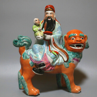 #ad 9.8quot;China Jindezhen Porcelain RideBeast Celestial Being Lucky Star Mascot Statue $759.99