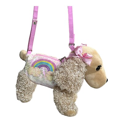 #ad Poochie and Company Dog Purse Sparkle Rainbow Dress Pink Stuffed Animal Poodle $11.21