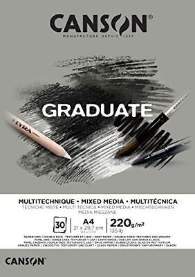 #ad CANSON Graduate Mixed Media 200gsm A4 Paper Double Sided Grained And Smooth P... $26.65