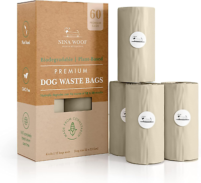#ad 100% Compostable Dog Poop Bags 60 Bags ASTM amp; EN Certified Plant Based $14.49
