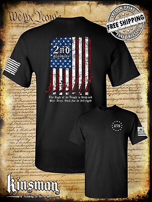 #ad 2nd Amendment Script T Shirt American Gun Flag USA Freedom Gun Rights $16.95