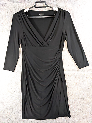 #ad New Directions Dress Women 8 Black Stretch Knit Pullover Ruched Bodycon Evening $17.49