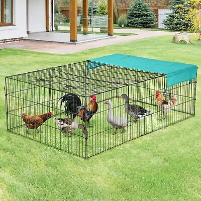 #ad Chicken Coop 72x48” Metal Chicken Coop Poultry Fence Metal Pet Playpen Duck Coop $88.99