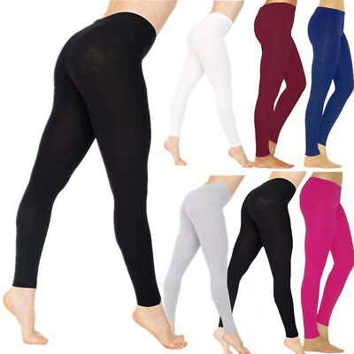 #ad Solid Color Women Stretchy High Waist Slim Leggings Pencil Pants Trousers $10.90