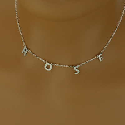 #ad Sterling Silver Personalized Custom Dangle Spaced Letter Initial Name Necklace $22.49