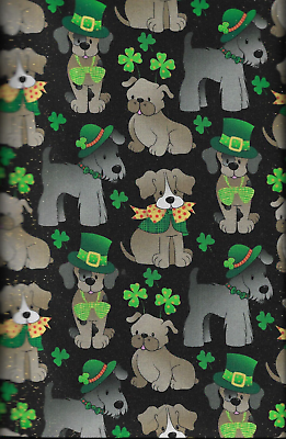 #ad 45quot; 100% cotton novelty fabric quot;St. Patrick#x27;s Pupsquot; by Fabric Traditions $7.99