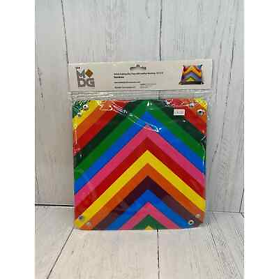 #ad Velvet Folding Dice Tray Leather Backing 10quot; Square Rainbow Chevron Stripe MDG $7.20