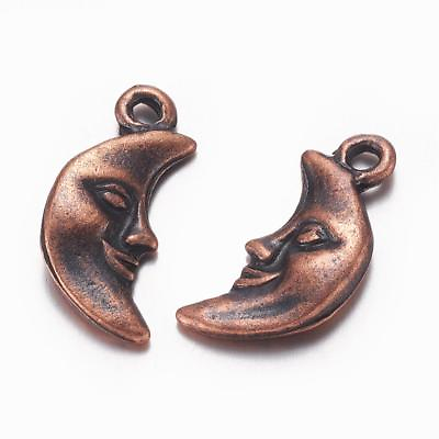 #ad 3 Moon Charms Antique Copper Tone Man in the Moon Pendants Celestial Fairy Tale $3.75