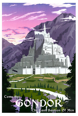 #ad Come See Gondor Lord of the Rings Poster The Hobbit Travel Print $24.99