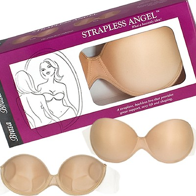 #ad Braza Strapless Angel Reusable Strapless Backless Adhesive Push Up Underwire Bra $19.99