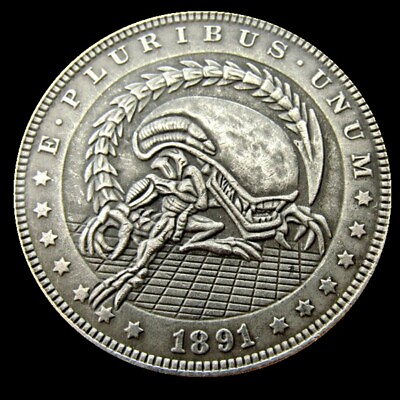 #ad 1891 Monster Alien One Dollar Hobo Nickel Coin Collectible R1 $9.90