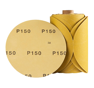#ad 100 PCS 6 Inch 150 Grit PSA Sandpaper Roll Round Sanding Discs Aluminum Oxide DA $31.22