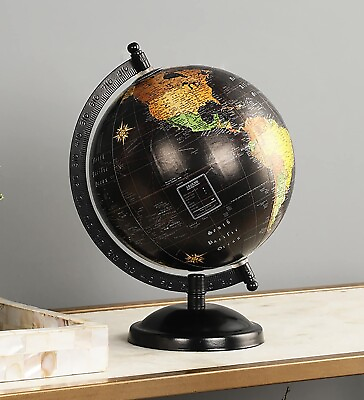 #ad Mini Black Globe With Metal Stand Showpiece $99.00
