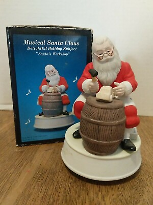 #ad Vintage Arnart Musical Rotating Santa#x27;s Workshop Santa Claus Coming Town 1985 $16.90