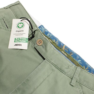 #ad Meyer NWT Chinos Casual Pants Size 50 34 US Chicago Solid Green Cotton Blend $202.49