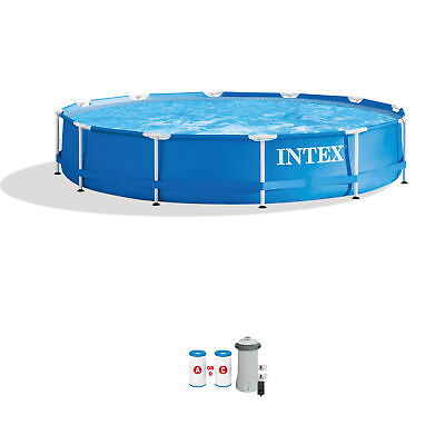 #ad Intex 28211EH 12#x27; x 30quot; Metal Frame Round Above Ground Swimming Pool with Pump $143.79
