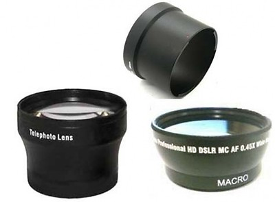 #ad Wide Lens Tele Lens Tube Adapter bundle for Canon Powershot G10 G11 G12 $49.99