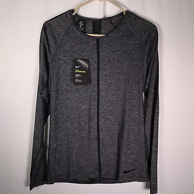 #ad Nike Pro Hypercool Women#x27;s Long Sleeve Shirt Anthracite Dark Gray $29.99